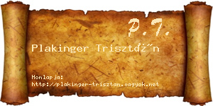 Plakinger Trisztán névjegykártya